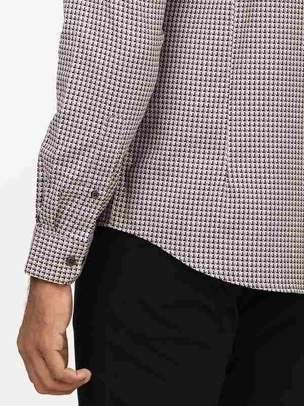 Indian Terrain Men's Regular Fit Full Sleeve Self Design Grey Shirt